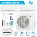 Winado  - 28000 BTU Wifi 2 Zone AC Ductless Mini Split Air Conditioner and Heat Pump (12K+18K BTU) 20 SEER2 w/24.6 Ft Copper Line - White