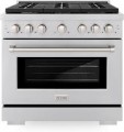 ZLINE 30 in. Paramount Dual Fuel Satin Steel Range w/ 4 Brass Burners & Convection Oven (SDRS-BR-30) - Stainless Steel