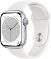 Apple Watch Series 8 GPS + Cellular 45mm Silver Aluminum Case with White Sport Band - S/M - White