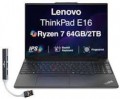 Lenovo - Upgraded - ThinkPad E16 Laptop 16.0 WUXGA Display (Ryzen 7 250, 64GB, 2TB SSD, Win 11 Pro) w/Dockztorm Wireless Mouse