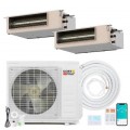 Costway -  X-Pro 27000 BTU 3 Zone 9K + 9K +18K Concealed Ducted Mini Split AC, 24 SEER2, WiFi Enabled - White