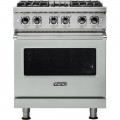 Viking - 5-Series 4.7 Cu. Ft. Self-Cleaning Freestanding Dual Fuel Convection Range Arctic Gray