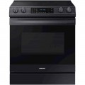 Samsung - 6.3 cu. ft. Front Control Slide-In Electric Convection Range with Air Fry & Wi-Fi, Fingerprint Resistant - Black Stainless Steel