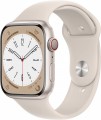 Apple Watch Series 8 GPS + Cellular 45mm Starlight Aluminum Case with Starlight Sport Band - S/M - Starlight