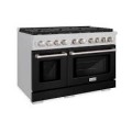 ZLINE 48 in. Paramount Satin Dual Fuel Range w/ 8 Burner Cooktop & Black Matte Doors (SDRS-BLM-48) - Black