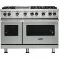Viking - Professional 5 Series 6.1 Cu. Ft. Freestanding Double Oven LP Gas Convection Range - Arctic Gray