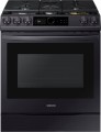 Samsung - 6.0 Cu. Ft. Front Control Slide-in Gas Range with Smart Dial, Air Fry & Wi-Fi, Fingerprint Resistant - Black Stainless Steel