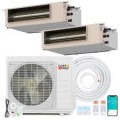 Costway - X-Pro 27000 BTU 2 Zone 9K + 12K Concealed Ducted Mini Split AC, 24 SEER2, WiFi Enabled - White
