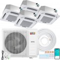 Costway - X-Pro 35000 BTU 4 Zone 9K + 9K + 9K + 18K Ceiling Cassette Mini Split AC, 22.5 SEER2, WiFi Enabled - White