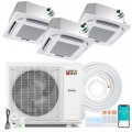 Costway - X-Pro 35000 BTU 3 Zone 9K + 12K + 18K Ceiling Cassette Mini Split AC, 22.5 SEER2, WiFi Enabled - White
