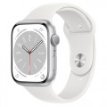 Apple Watch Series 8 GPS + Cellular 41mm Silver Aluminum Case with White Sport Band - M/L - White