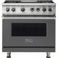Viking 5-Series 5.6 Cu. Ft. Self-Cleaning Freestanding Dual Fuel Convection Range - Damascus Gray