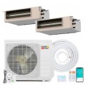 Costway - X-Pro 18000 BTU 2 Zone 9K + 12K Concealed Ducted Mini Split AC, 24 SEER2, WiFi Enabled - White