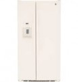 GE - 25.3 Cu. Ft. Side-by-Side Refrigerator with External Ice & Water Dispenser - High-gloss bisque