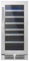 Whirlpool - 34-Bottle Built-In Wine Cooler - Black/Stainless Steel