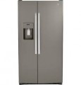 GE - 23.0 Cu. Ft. Side-by-Side Refrigerator with External Ice & Water Dispenser - Fingerprint resistant slate