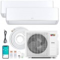 Costway - X-Pro 35000 BTU 2 Zone 24K + 24K Mini Split Air Conditioner Heat Pump, Line Set Included - White