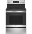 GE - 5.3 Cu. Ft. Freestanding Electric Convection Range with Self-Cleaning and No-Preheat Air Fry - Stainless Steel