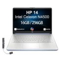 HP - Upgraded - 14 Laptop 14.0 HD Display (Celeron N4500, 4GB, 128GB SSD, Intel UHD, WiFi 6, Win 11 Pro) w/HP Wireless Mouse - Sky Blue