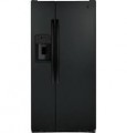 GE - 23.2 Cu. Ft. Side-by-Side Refrigerator with External Ice & Water Dispenser - High gloss black