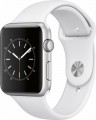 Apple - Apple Watch Series 1 42mm Silver Aluminum Case White Sport Band - Silver Aluminum