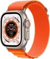 Apple - Geek Squad Certified Refurbished Watch Ultra (GPS + Cellular) 49mm Titanium Case with Orange Alpine Loop - Small - Silver - (2022)