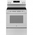 GE - 5.3 Cu. Ft. Freestanding Electric Range with Steam Cleaning and 4 Burner Radiant Cooktop - White