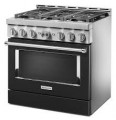 KitchenAid - Commercial-Style 5.1 Cu. Ft. Slide-In Gas True Convection Range with Self-Cleaning - Imperial Black