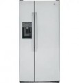 GE - 23.0 Cu. Ft. Side-by-Side Refrigerator with External Ice & Water Dispenser - High-gloss bisque