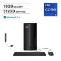 Acer - Upgraded - Aspire Desktop (Intel i5-14400, 16GB DDR5, 512GB PCIe SSD, Intel UHD, Win 11 Pro) w/USB Hub - Black