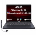 ASUS - Upgraded - Vivobook 14 Laptop 14.0 WUXGA Display (Snapdragon X X1-26-100, 16GB, 1TB SSD, Win 11 Pro) w/USB Hub - Quiet Blue