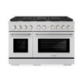 ZLINE 48 in. Paramount Double Oven Gas Range in Satin Stainless w/ 8 Brass Burners (SGRS-BR-48) - Stainless Steel