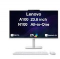 Lenovo - A100 All-in-One 23.8 FHD Display (N100, 8GB, 256GB SSD, Intel UHD, WiFi 6, Webcam, Win 11 Home) w/USB Hub - Cloud Grey