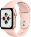 Geek Squad Certified Refurbished Apple Watch SE (GPS) 40mm Gold Aluminum Case with Pink Sand Sport Band - Gold