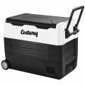 Costway - 58 Quarts Car Refrigerator Portable RV Freezer Dual Zone w/ Wheel - Black