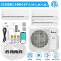 Winado - 38000 BTU Wifi 2 Zone 18K+ 18K AC Ductless Mini Split Air Conditioner & Heat Pump 20 SEER2 w/24.6 Ft Copper Line Set - White