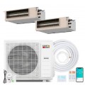 Costway - X-Pro 35000 BTU 2 Zone 18K +18K Concealed Ducted Mini Split AC, 22.5 SEER2, WiFi Enabled - White