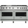 Viking - Professional 5 Series 8 Cu. Ft. Freestanding Double Oven LP Gas Convection Range - Arctic Gray