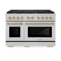ZLINE Autograph 48 in. Paramount Dual Fuel Satin Steel Range w/ 8 Burners & Bronze Accents (SDRSZ-48-CB) - Stainless Steel
