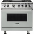 Viking - 5-Series 5.6 Cu. Ft. Self-Cleaning Freestanding Dual Fuel Convection Range - Arctic Gray