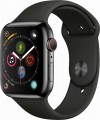 Apple - Apple Watch Series 4 (GPS + Cellular), 44mm Space Black Stainless Steel Case with Black Sport Band - Space Black Stainless Steel