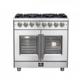 Forno Appliances - Massimo 5.36 cu.ft. Freestanding Dual Fuel Convection Range with Steam Cleaning and French Doors