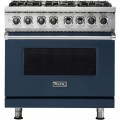 Viking - 5-Series 5.6 Cu. Ft. Self-Cleaning Freestanding Dual Fuel Convection Range  Slate Blue