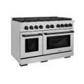 ZLINE Autograph 48 in. Paramount Satin Steel Gas Range w/ 8 Burners & Black Accents (SGRSZ-48-MB) - Stainless Steel