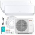 Costway - X-Pro 35000 BTU 3 Zone 9K + 12K + 18K Mini Split Air Conditioner Heat Pump, Line Set Included - White
