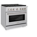 ZLINE 36 in. Paramount Dual Fuel Satin Steel Range w/ 6 Brass Burners & Convection Oven (SDRS-BR-36) - Stainless Steel