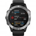 Garmin - fēnix 6 Smartwatch 47mm Fiber-Reinforced Polymer - Silver with Black Silicone Band