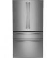 GE Profile - 23.3 Cu. Ft. 4-Door French Door Counter-Depth Smart Refrigerator with Dual-Dispense Auto-Fill Pitcher - Fingerprint Resistant Stainless